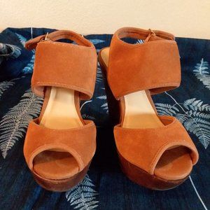 Bakers suede peep toe wedge sandals